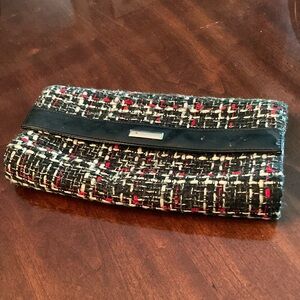 Chic Black and Red Tweed Clutch
